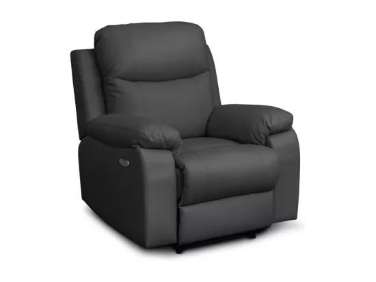 Fauteuil de relaxation manuel Bona en tissu imitation cuir - Gris anthracite - L97 x 90 x 100cm - Loungitude