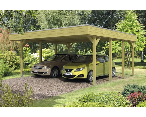 SKAN HOLZ Friesland dubbele carport 557x555 cm met dompelgeïmpregneerd aluminium dak