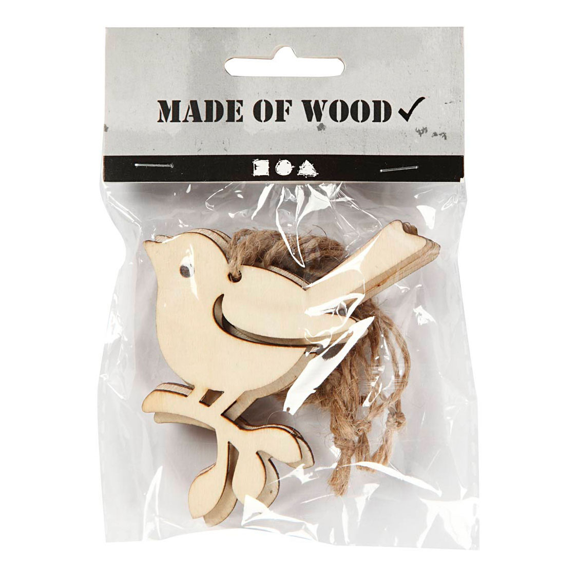 Houten Hanger Vogel, Set van 5