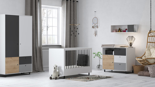 Chambre CONCEPT lit 60x120+commode+armoire OAK - VOX