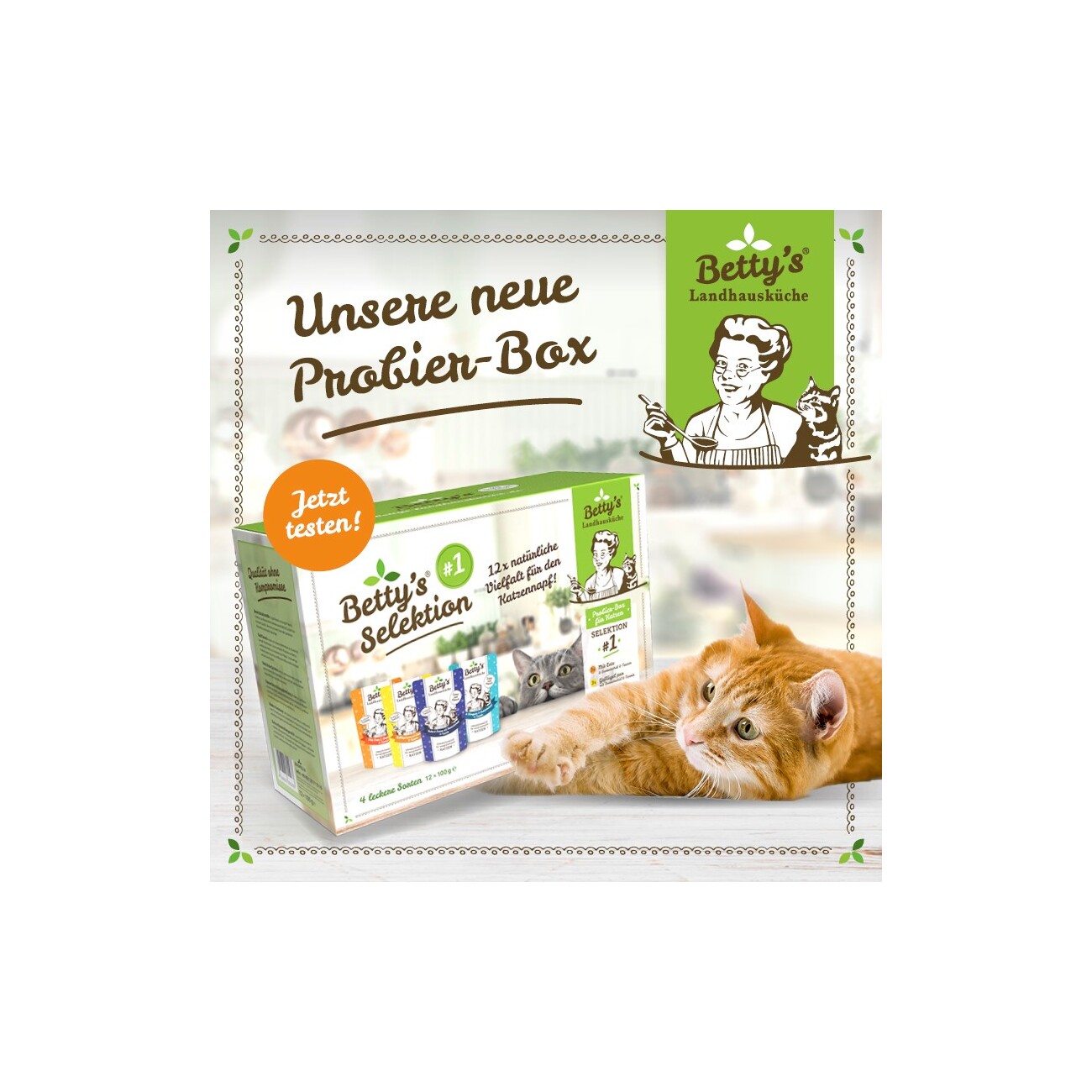 Betty's Landhausküche Selektion Nr.1 Frischebeutel 12 x 100g für Katze