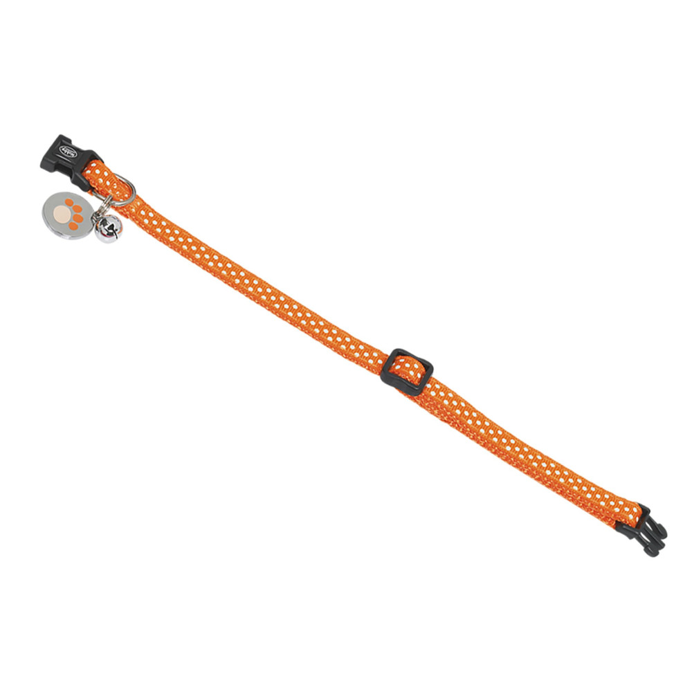 Collier chat pois orange 20-30cm x 10mm