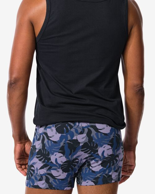 3 boxers homme modèle court coton plantes bleu foncé