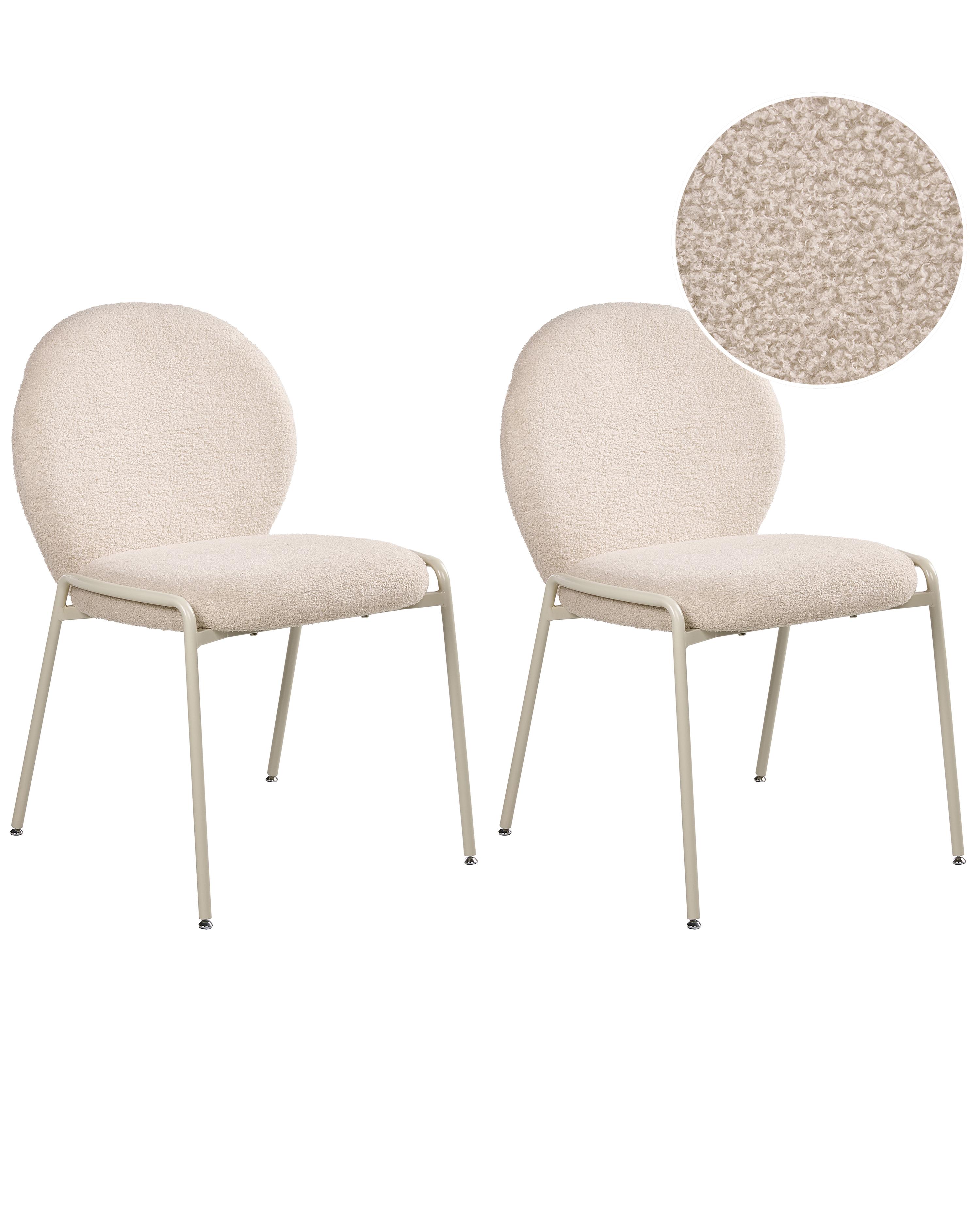 Set van 2 stoelen ELLIE Bouclé Lichtbeige