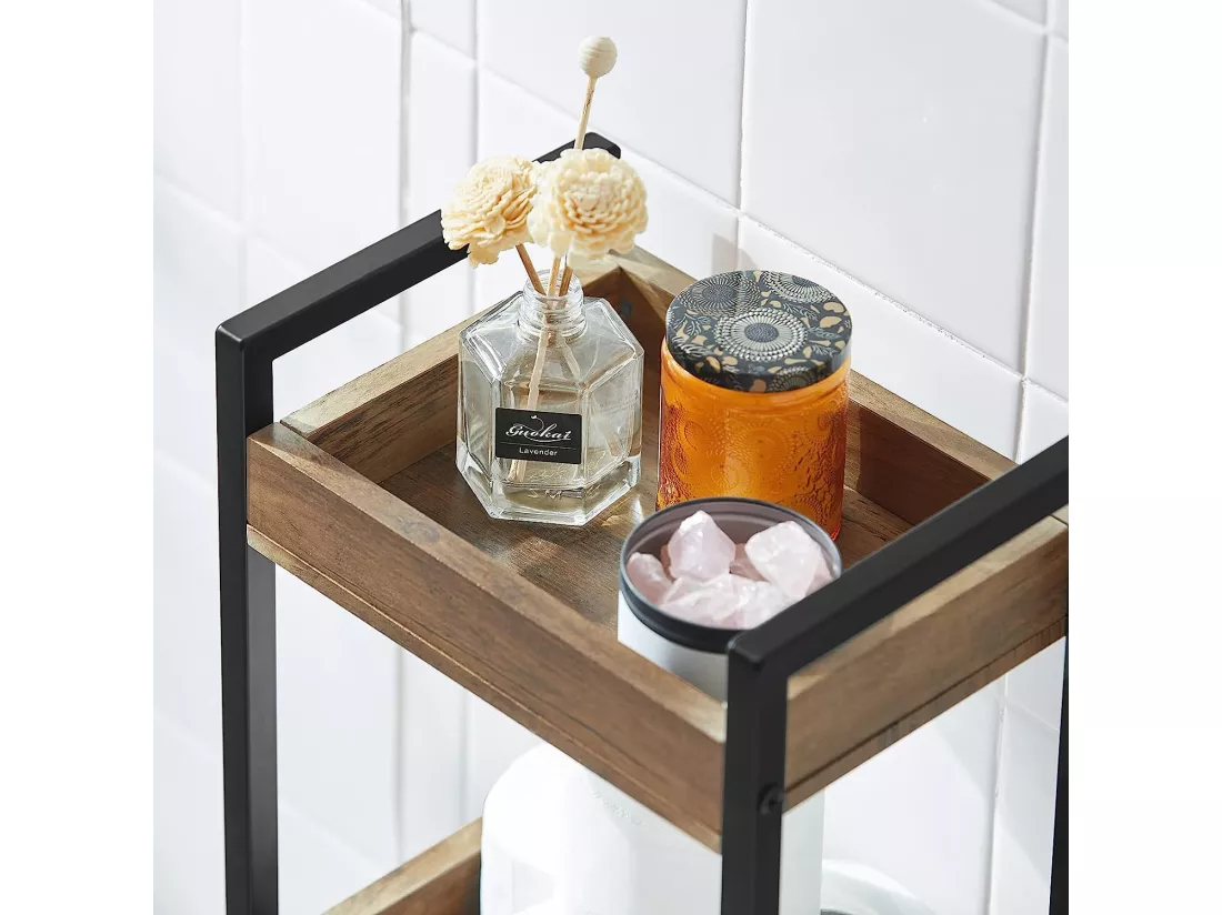 Tour de Rangement Etagère de Stockage Etagère de Cuisine Salle de Bain avec 3 étages, FRG226-F