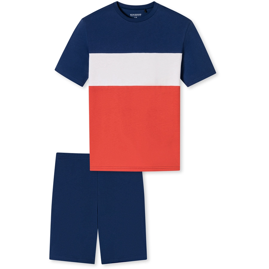 Schiesser Pyjama Organic Cotton rot, blau