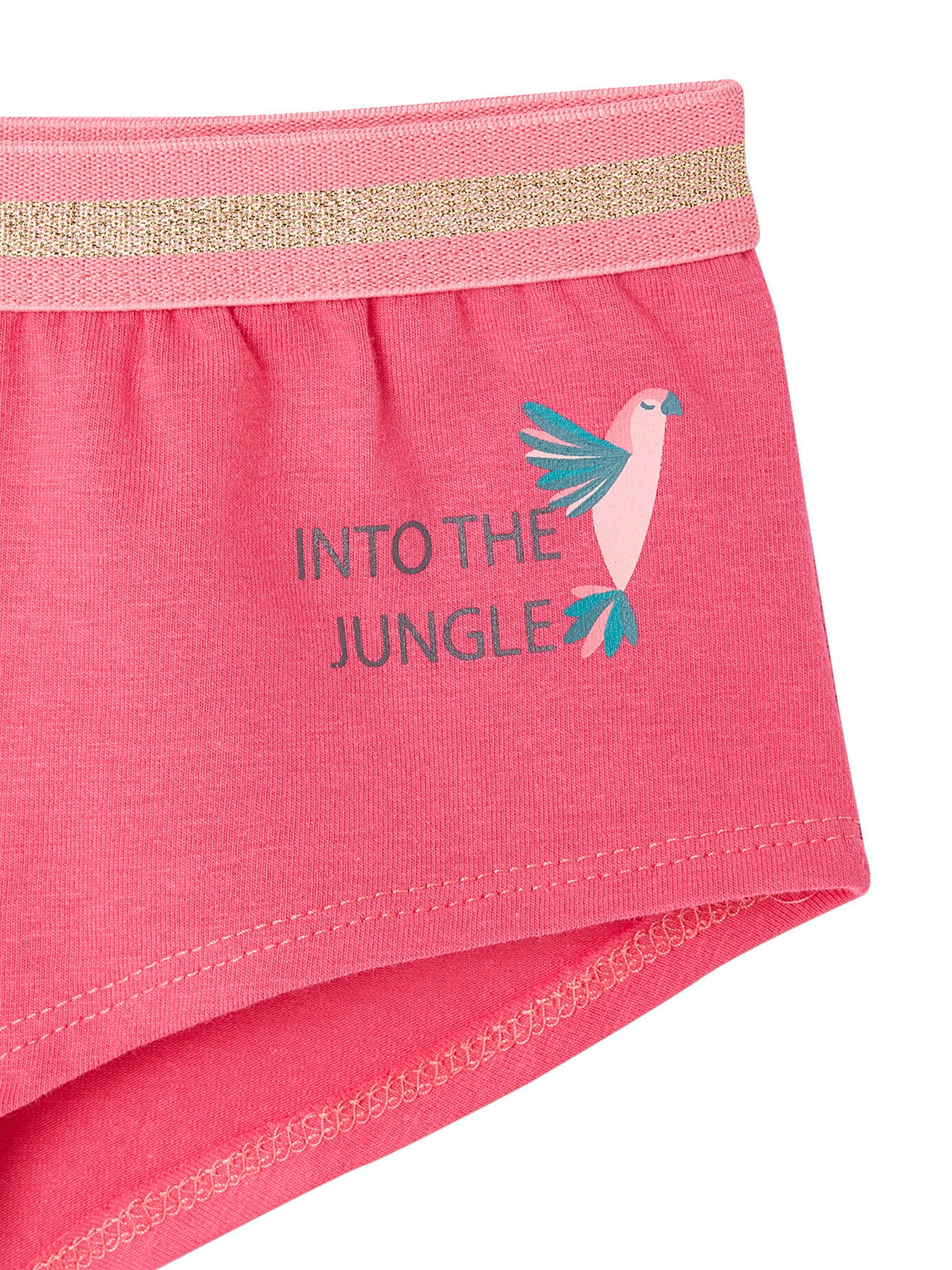 Vertbaudet Bio-Kollektion: 5er-Pack Mädchen Shortys mit Dschungelprint fuchsia