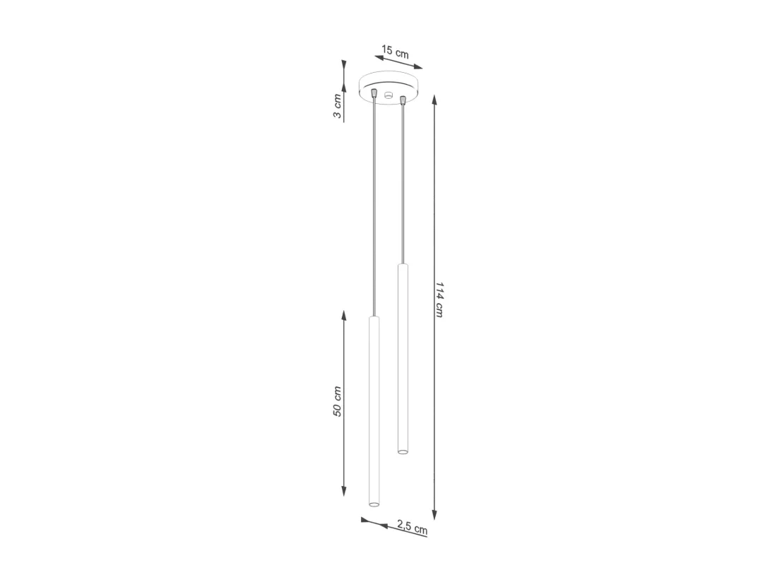 Lampe à suspension Pastelo moderne en acier - 2 sources lumineuses - L.15 x H.104 cm - vert olive