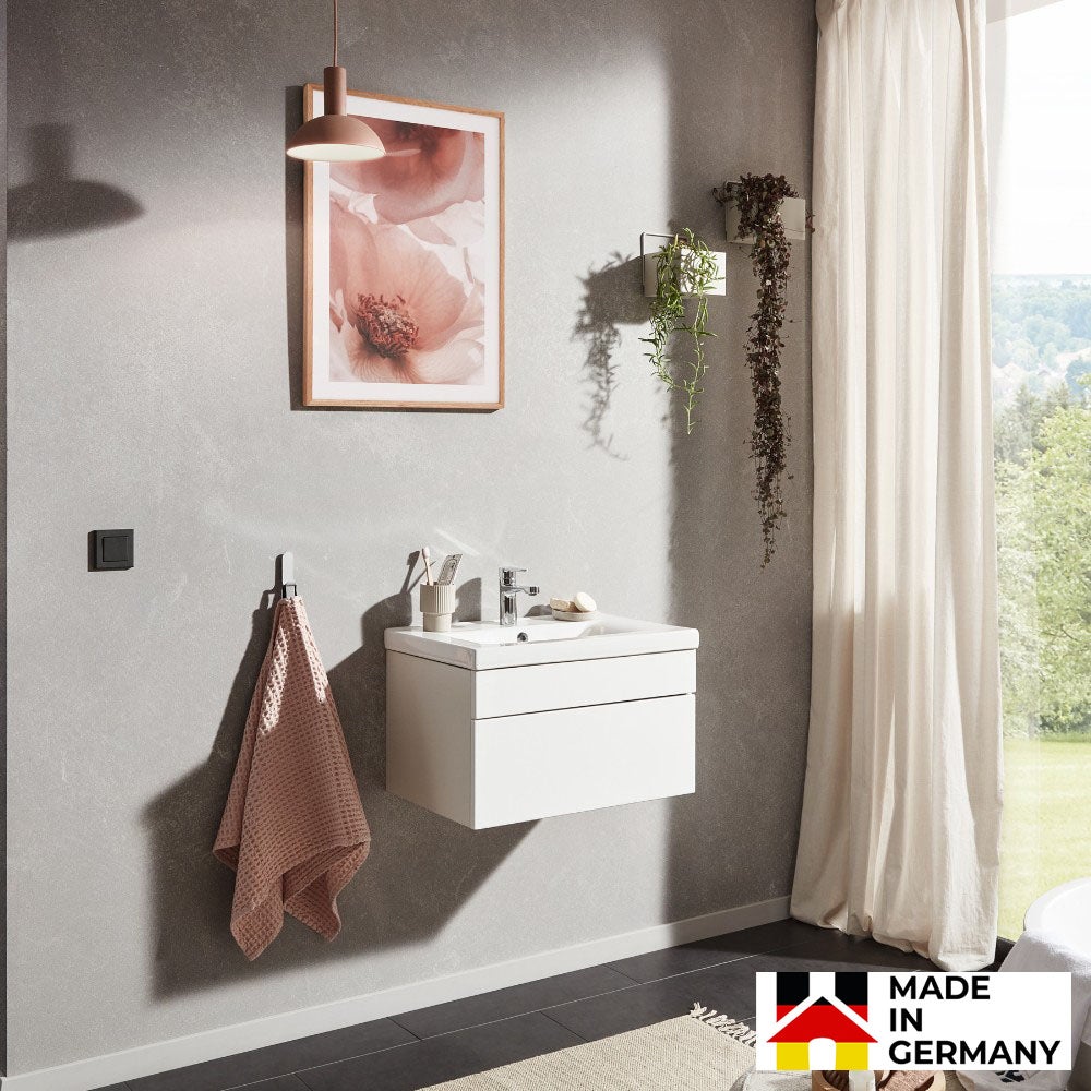Home Deluxe - Badkamermeubelset - WANGEROOGE wit - Klein - incl. wastafel en complete accessoires - Wastafelmaat: ca. 60 cm | Badkamermeubel wastafelmeubel badkamermeubelset