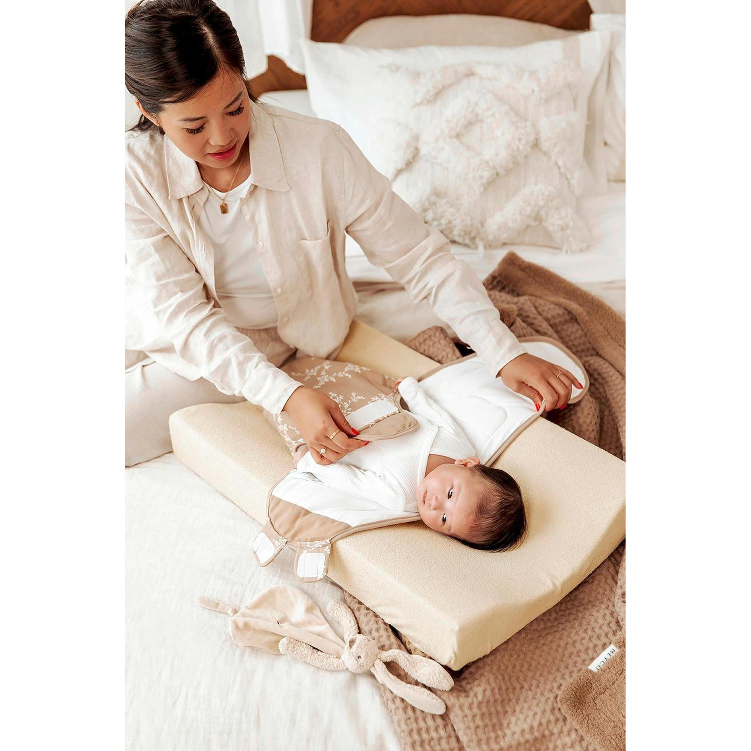 Meyco Baby 2er-Pack Wickelauflagenbezug Frottee 50x70 cm Soft Sand