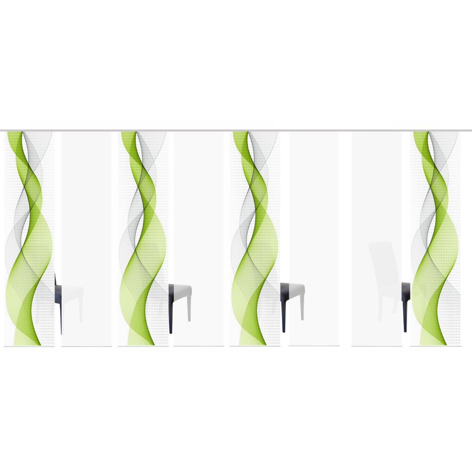 8-teiliges Schiebevorhang-Set OPALIA - apfelgrün - je 60x245 cm