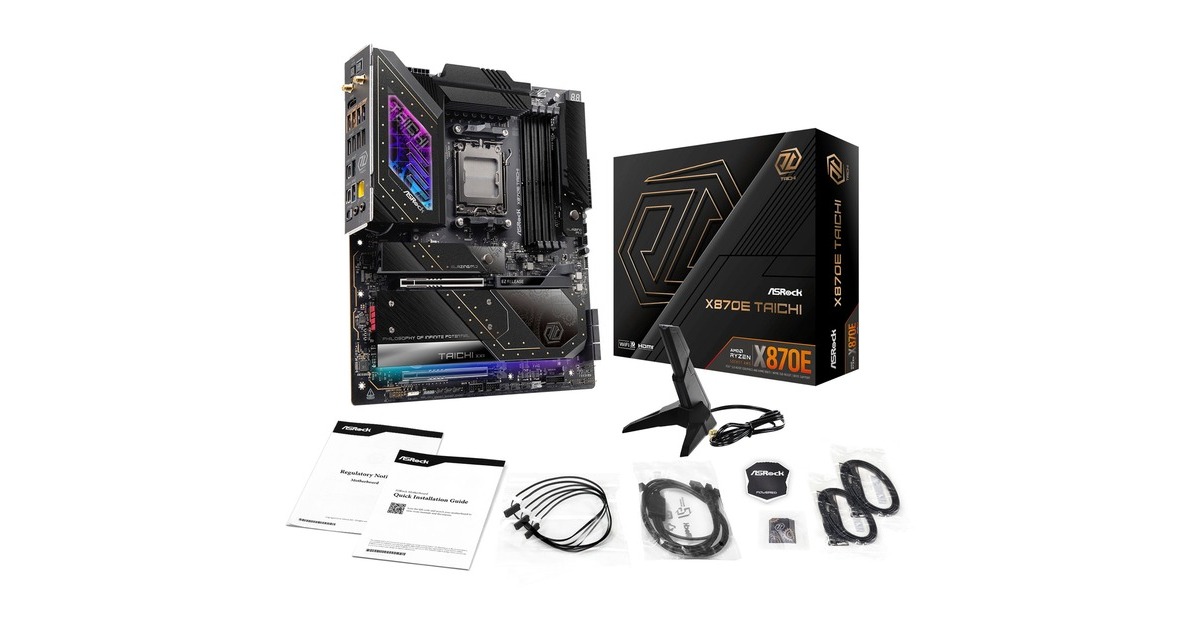 ASRockX870E Taichi socket AM5 moederbord  (RAID, 5 Gb-LAN, WLAN, BT, E-ATX)