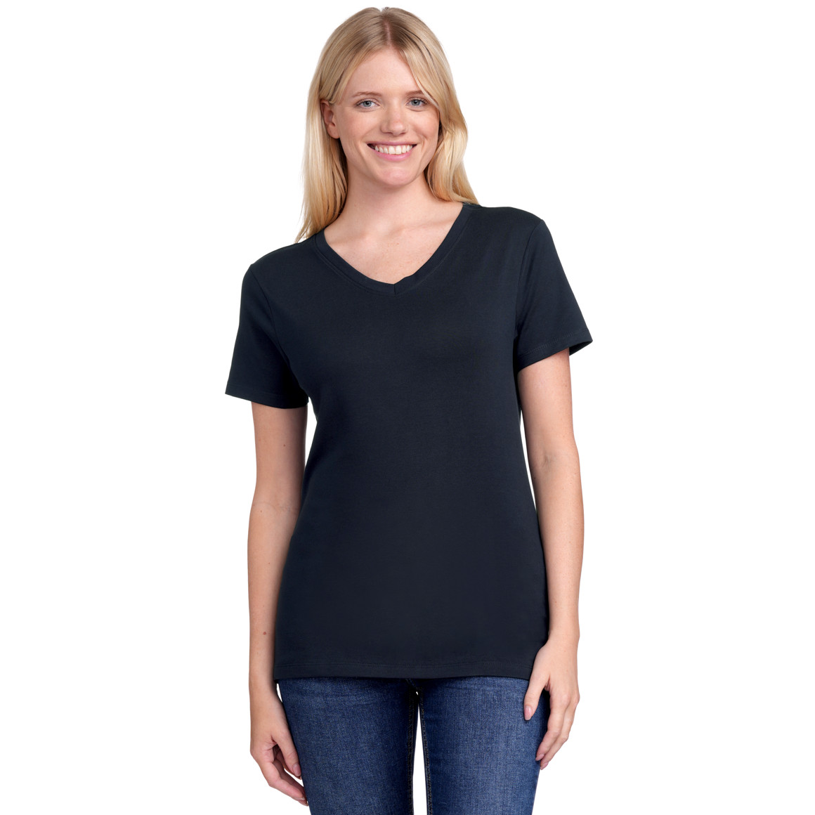 Gina Benotti Damen T-Shirt mit V-Ausschnitt dunkelblau