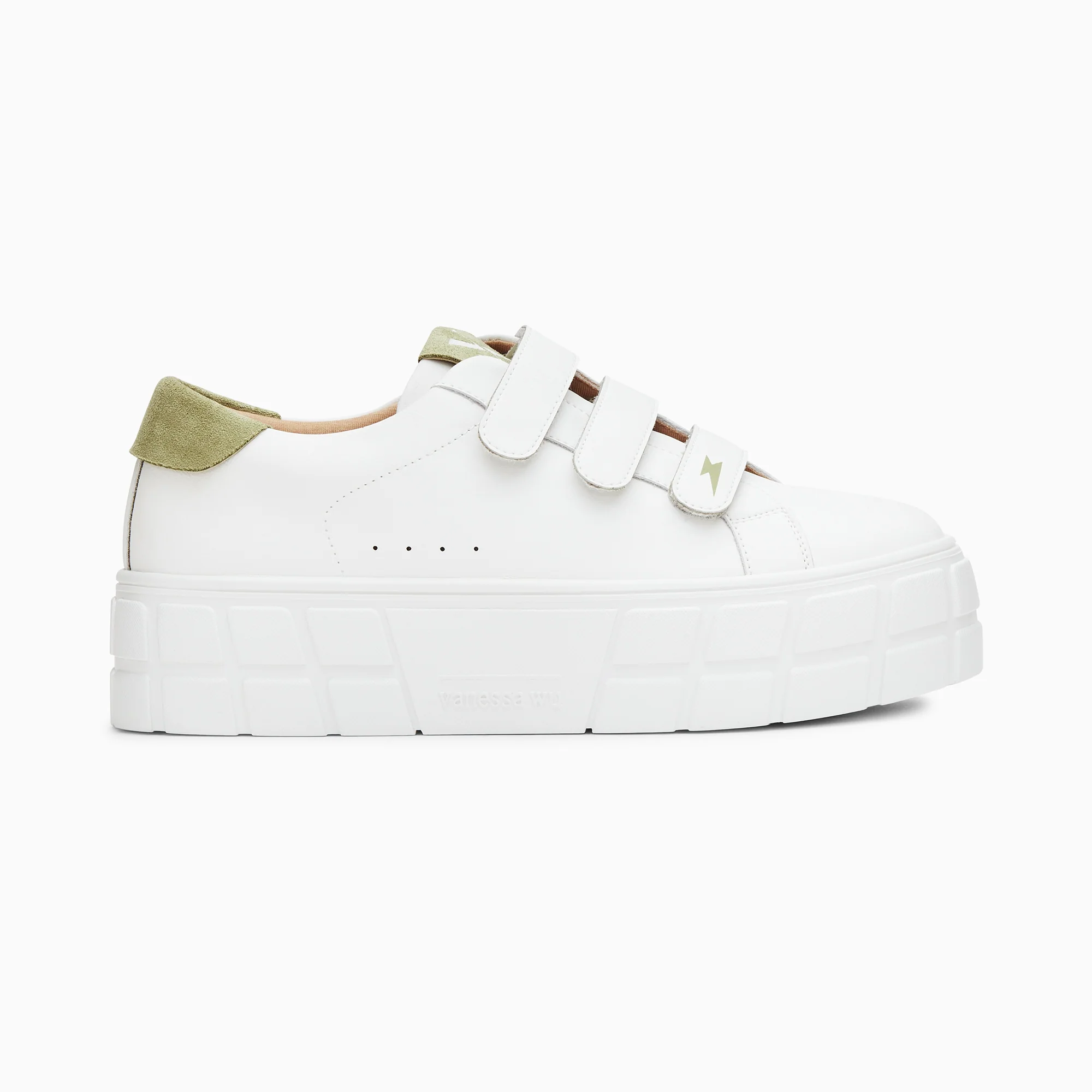 Sneakers-Baskets Coraline blanc et vert à plateforme