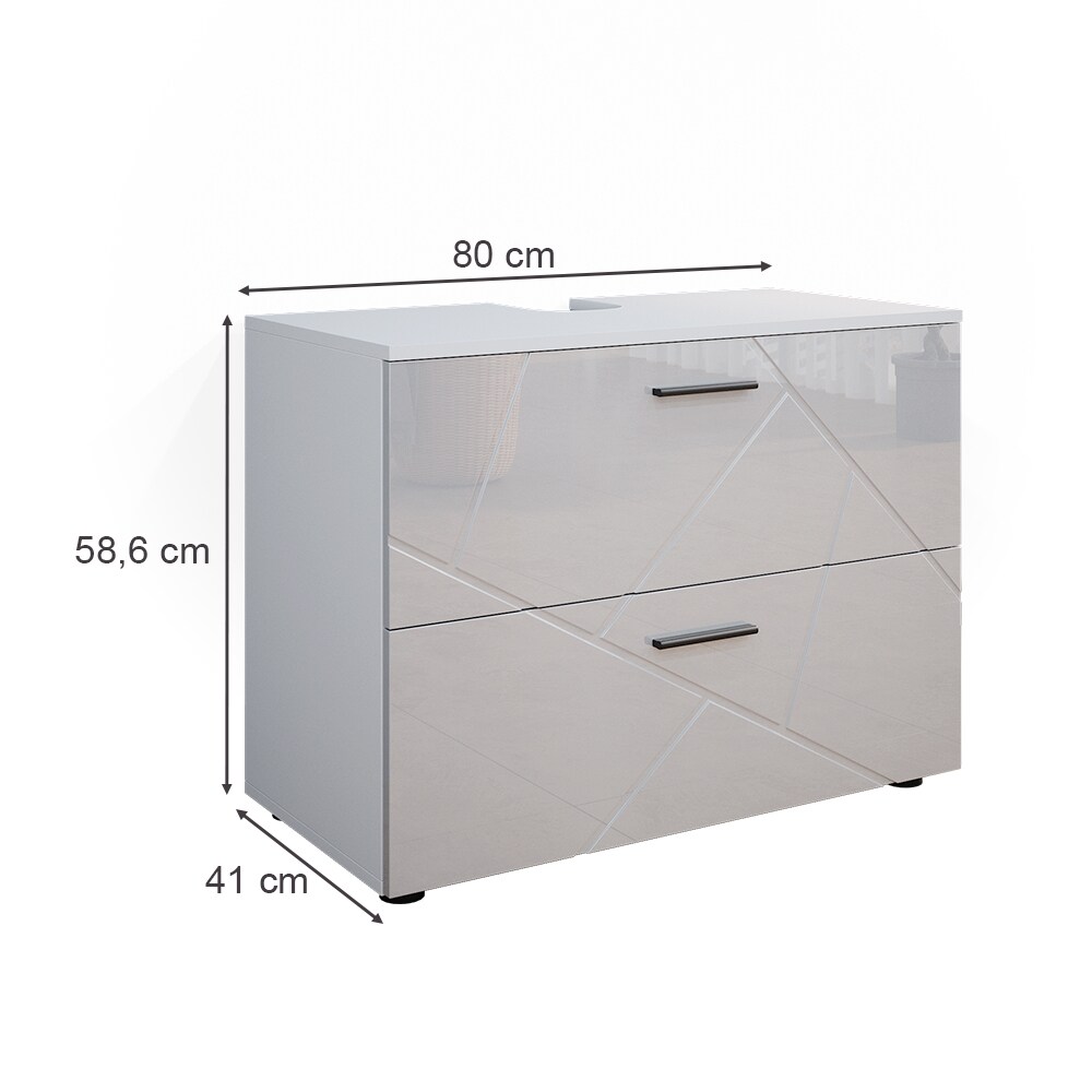 Vicco Waschtischunterschrank Badschrank Badezimmerschrank Irma Weiß 80 cm Hochglanz