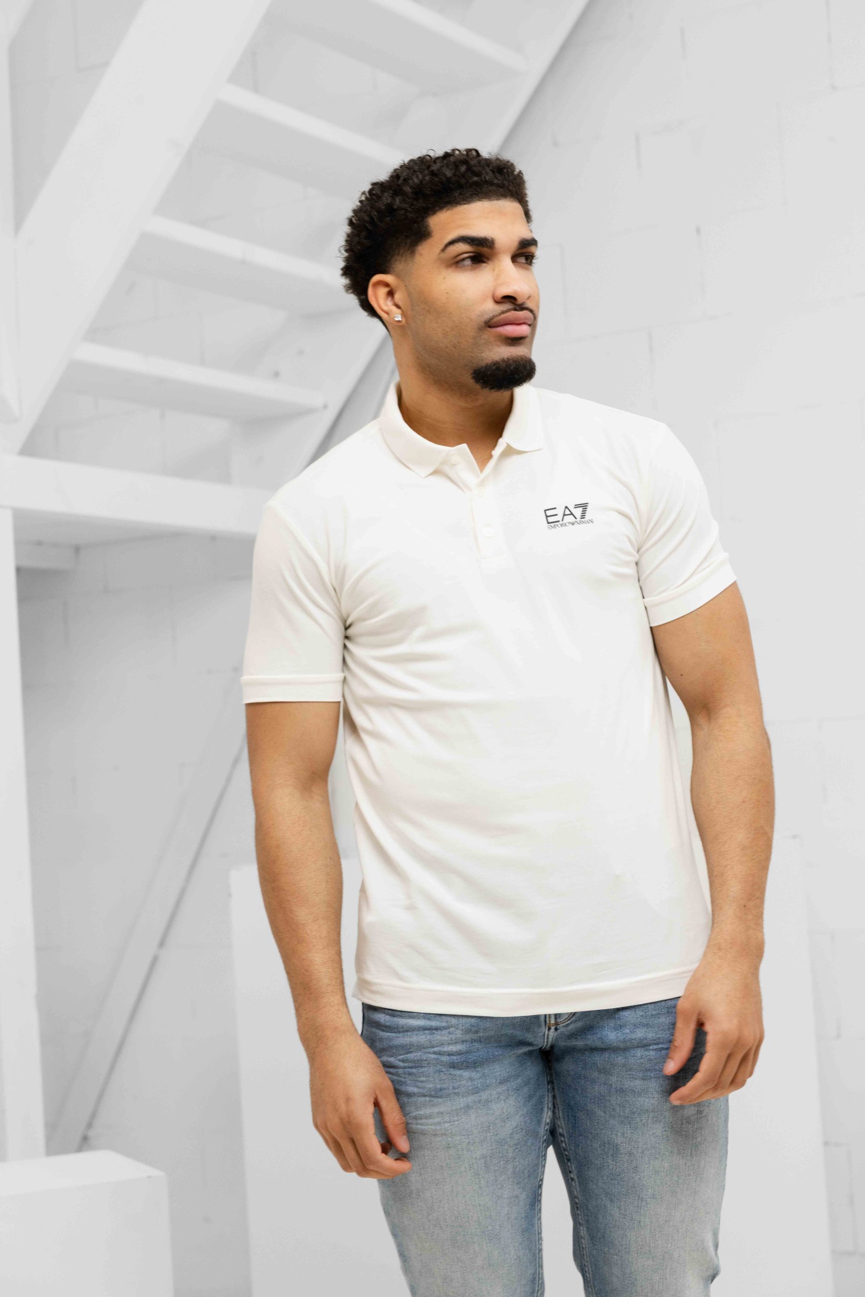 EA7 Emporio Armani 8NPF14 Polo Heren Gebroken Wit