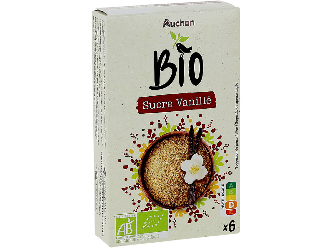 AÇÚCAR BAUNILHADO AUCHAN BIO 6 UN 45 G