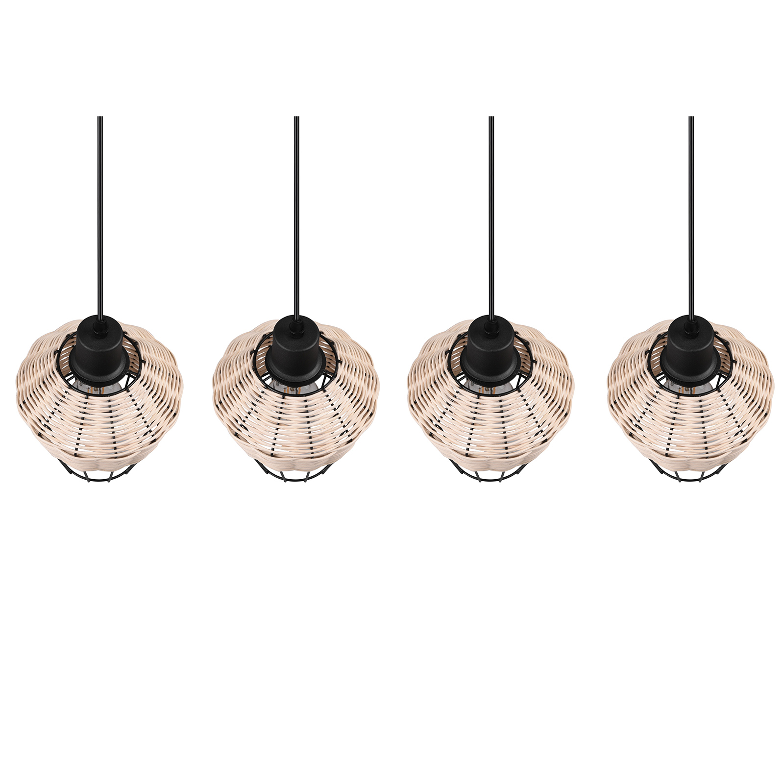 Pendelleuchte - natur-schwarz - Rattan