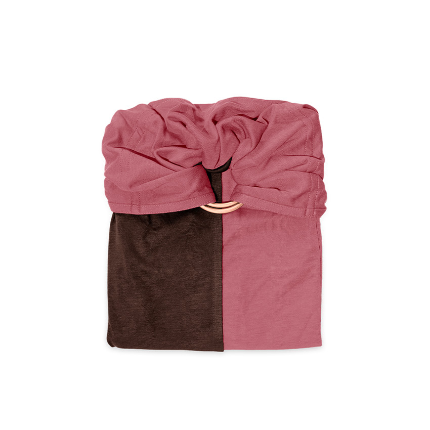 Petite écharpe de portage sans nœud réversible - Rosé/Pécan