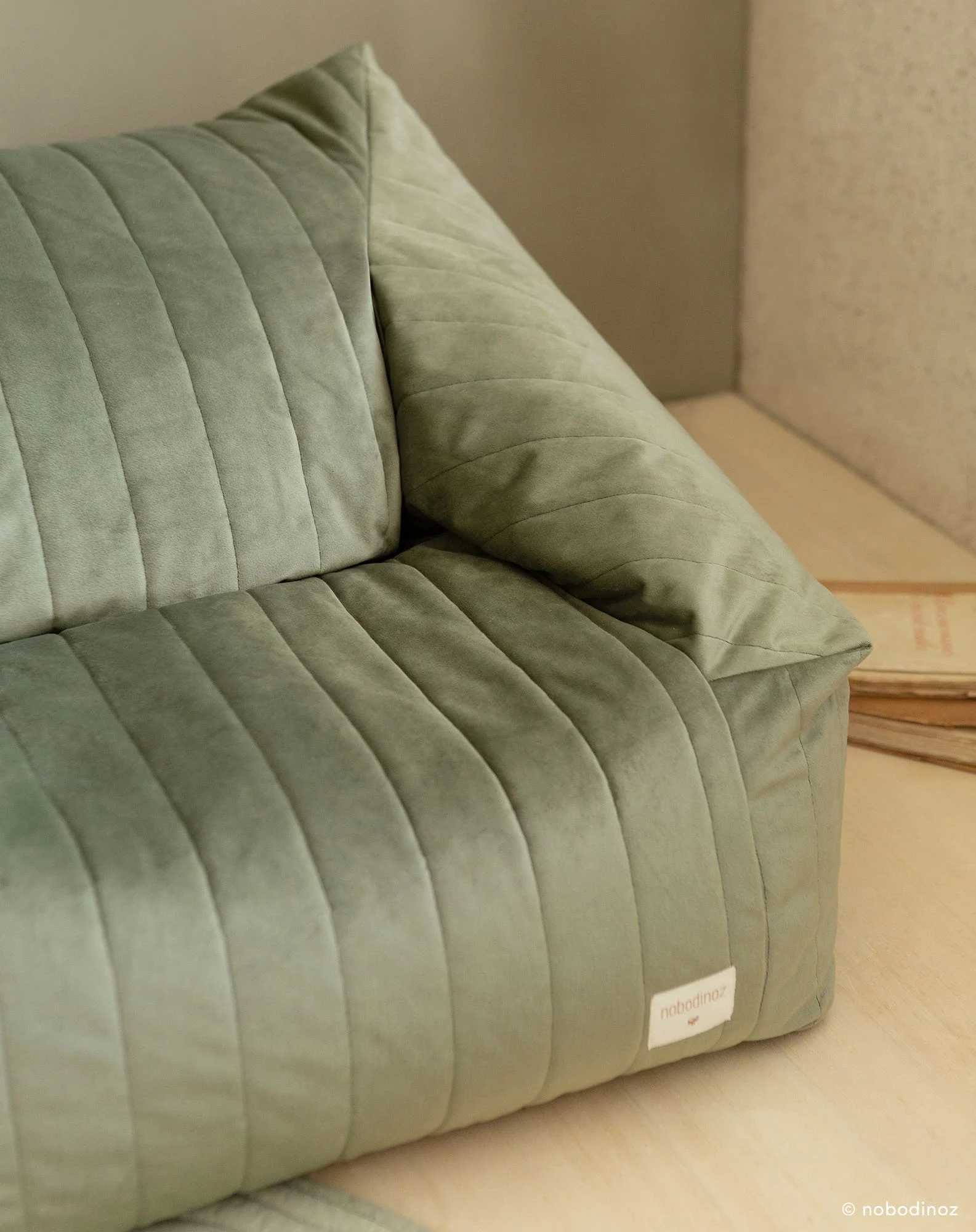 Fauteuil-pouf chelsea - taille enfant -eco-velours | Vert