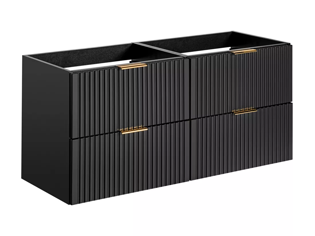 Meuble sous vasque suspendu strié - Noir - L120 cm - ZEVARA