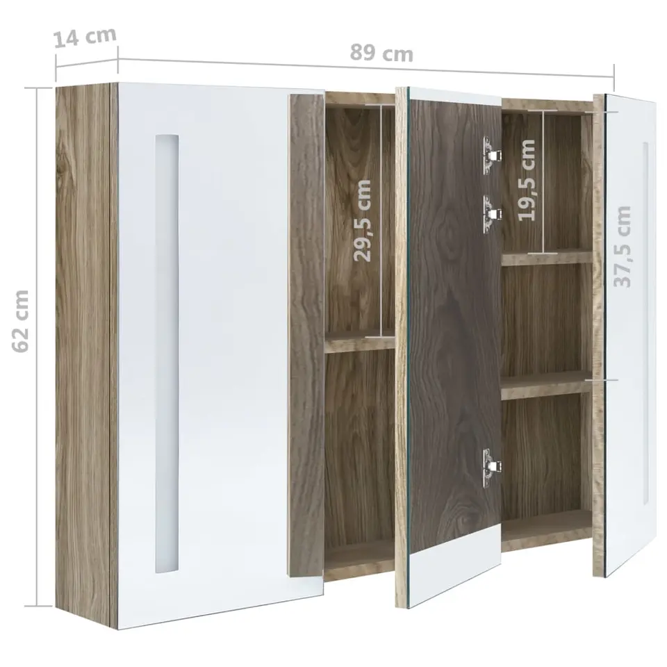 vidaXL - Badkamerkast - Grijs - MDF - 89 x 14 x 62 cm