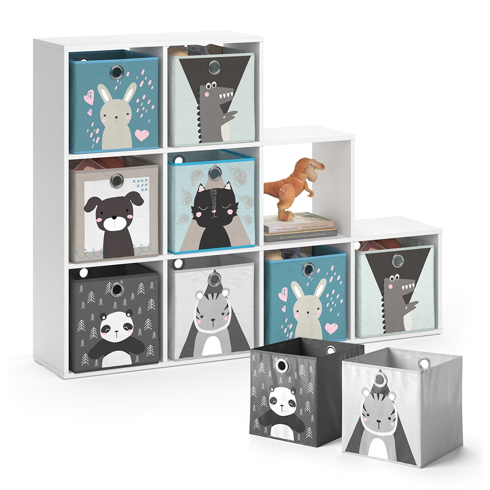 Vicco Treppenregal Raumteiler Bücherregal Weiß 9 Fächer Regal Kinder-Faltboxen