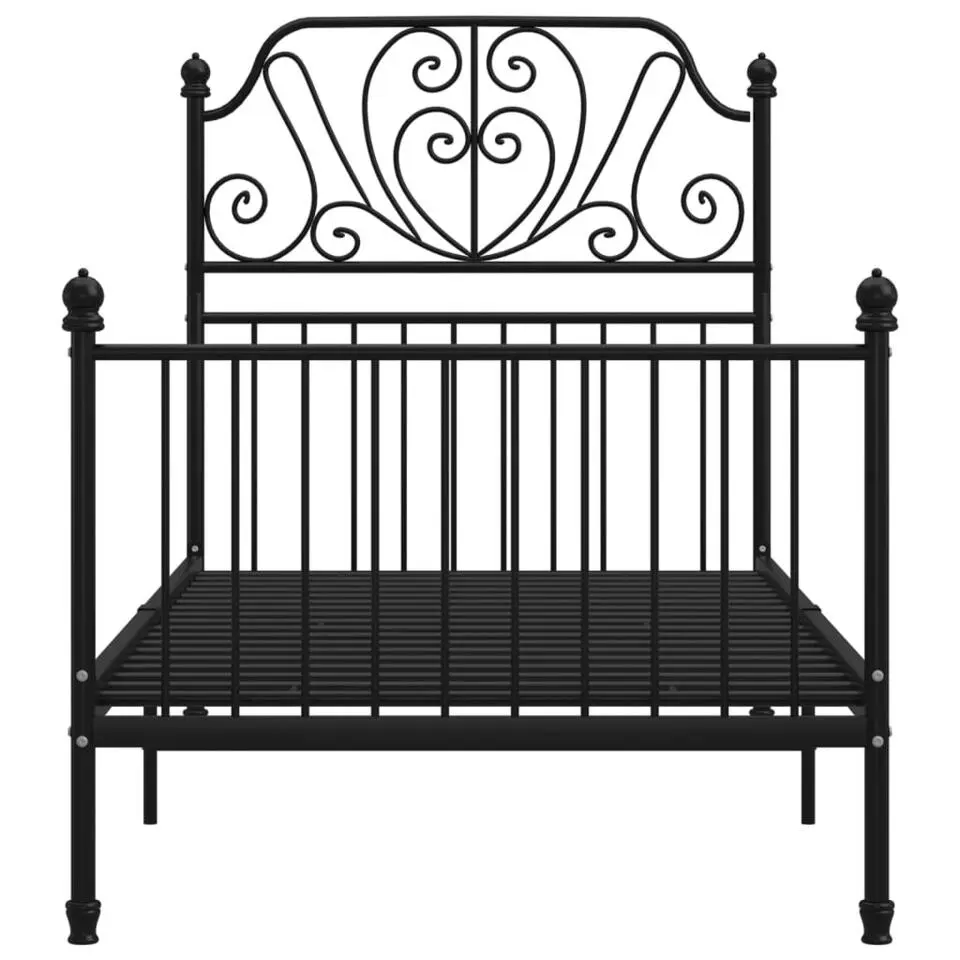 vidaXL - Metalen eenpersoonsbed met hoofdbord - Zwart - 90x200 cm