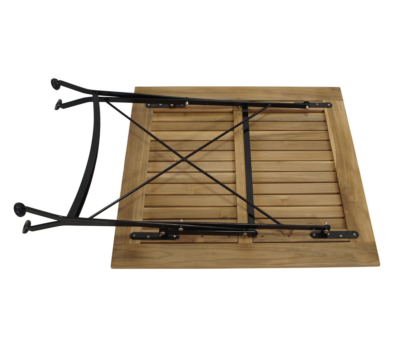 DEGAMO Klappgarnitur JAKARTA 3-teilig, Flachstahl schwarz + Teak
