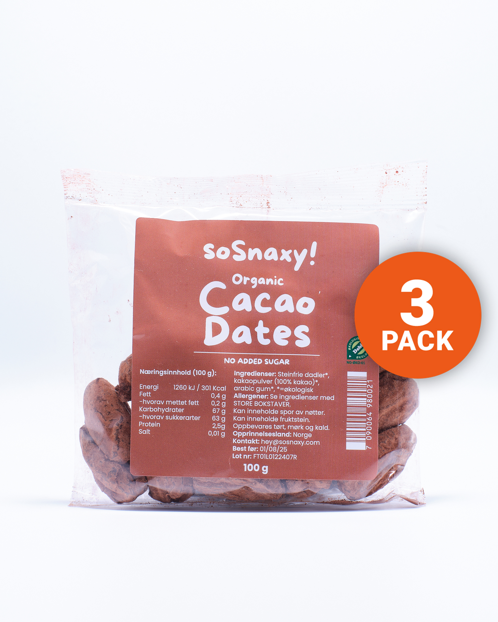 soSnaxy! Organic Cacao Dates 3x100g