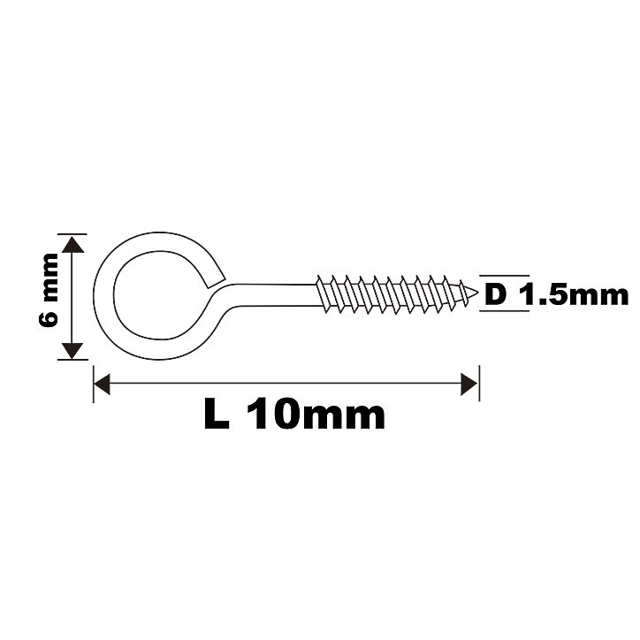 Piton à vis en acier zingué 10x9 mm - 16 pièces