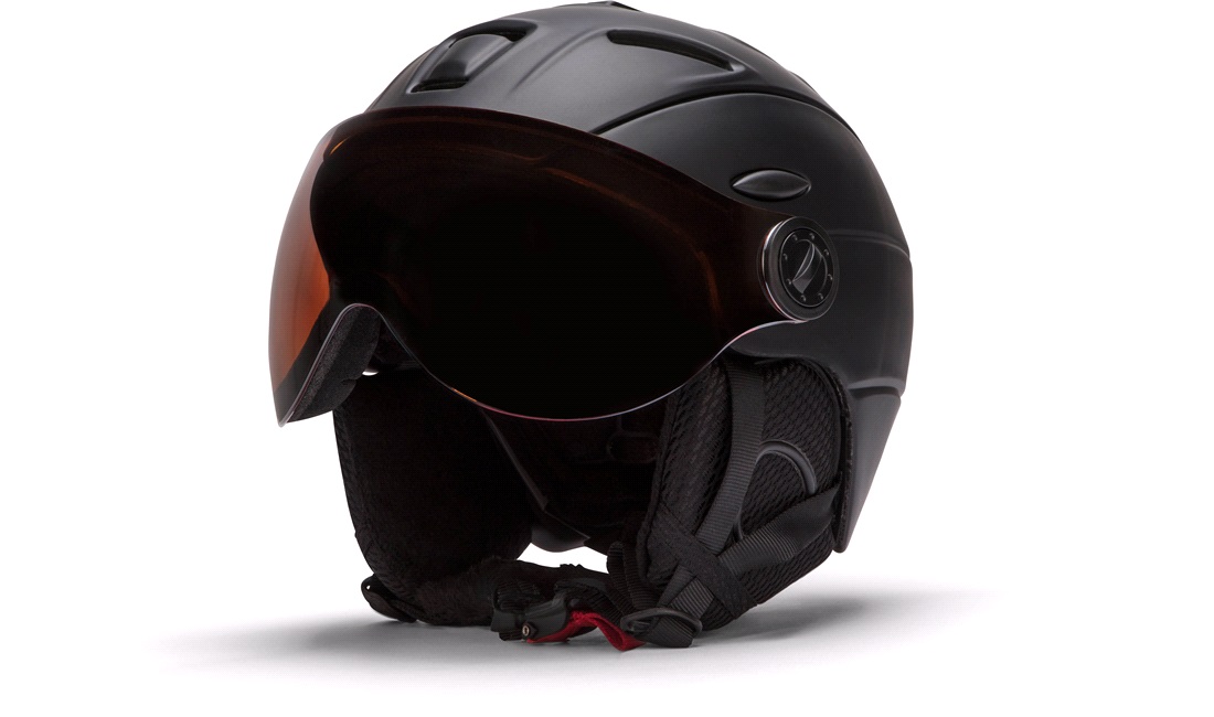 Skihjelm med visir, sort, L 58-61 cm