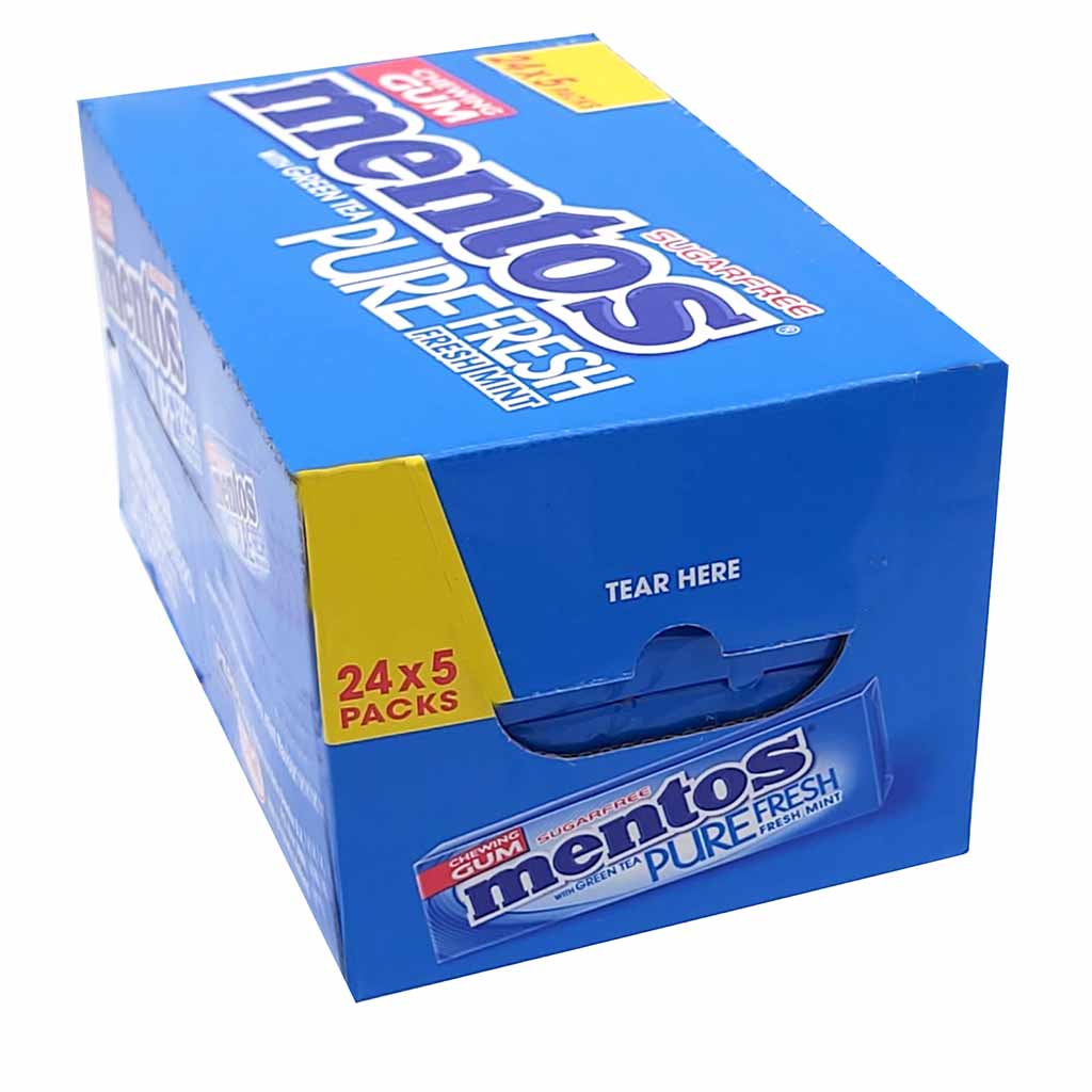 24x Mentos Chewing Gum Pure fresh Mint 5er Pack 24x66g = 1584g MHD:30.10.25