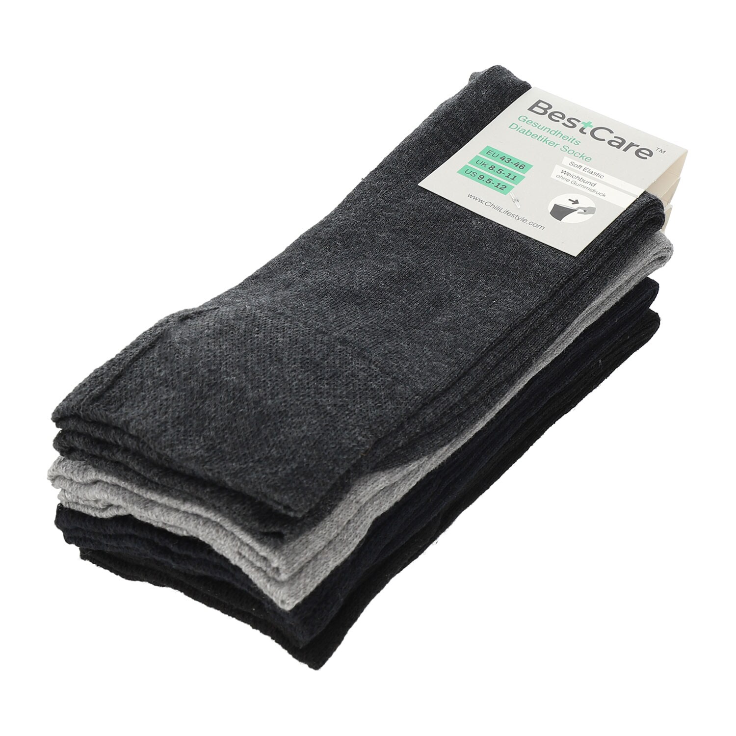 Chili Lifestyle Socken DIABETIKER Weichbund ohne Gummi 4 Paar Baumwolle