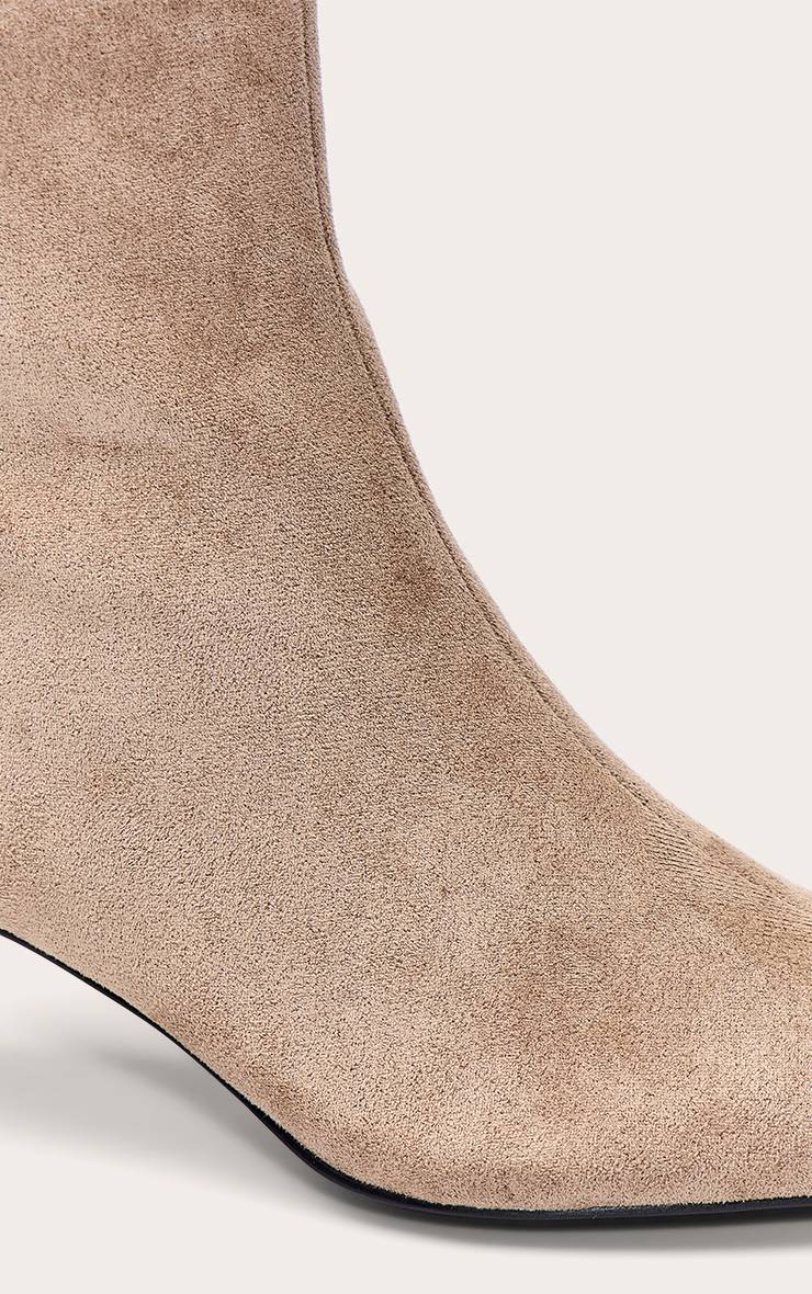 Gris Pierre Botte Haute À Talon En Faux Suède Froncée