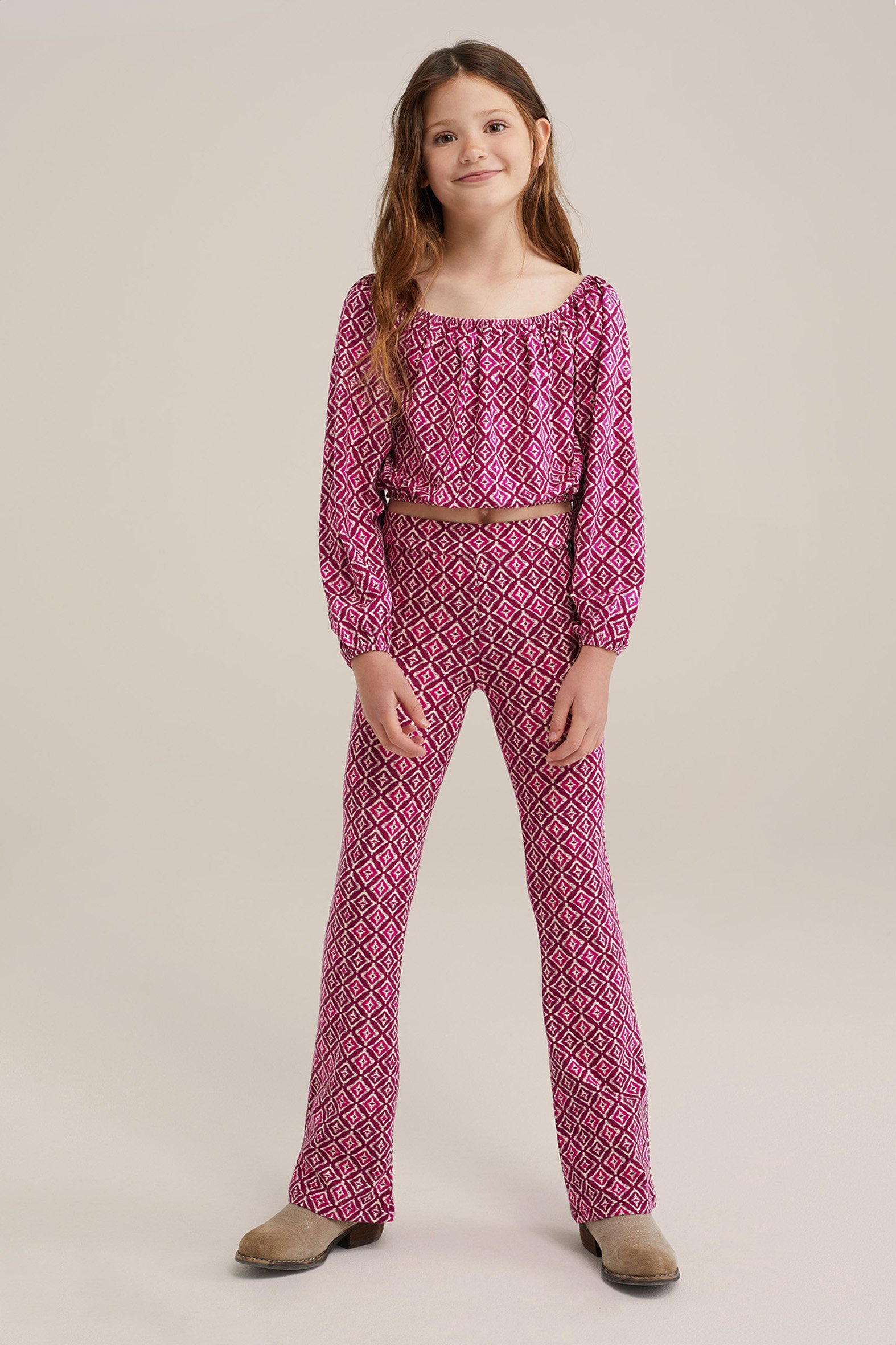 Meisjes T-shirt met opdruk WE Fashion Roze