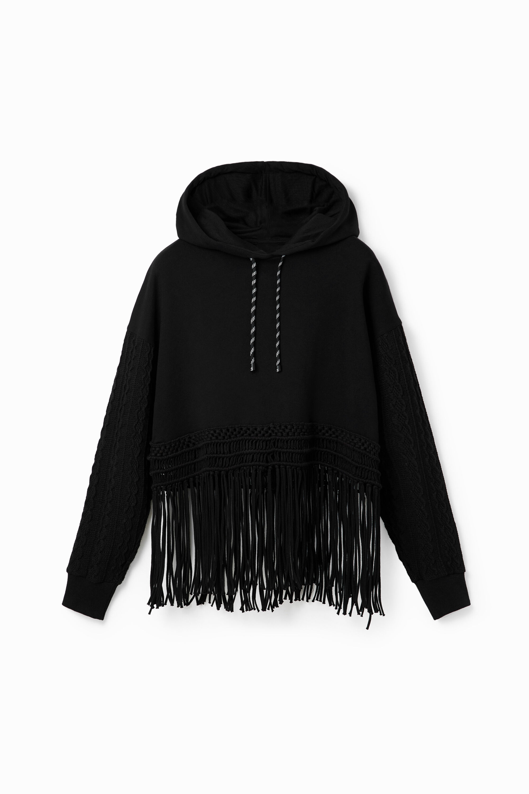 Sweat-shirt oversize capuche franges