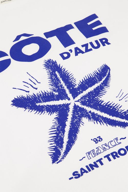 Wit T-shirt met blauw 