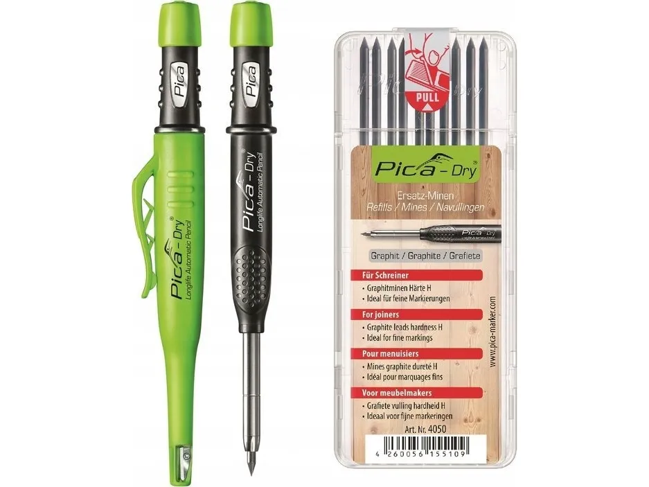 Pica-Marker Automatisk tømrerblyant   ekstra spidser 10 stk. (grafit, hårdhed H)