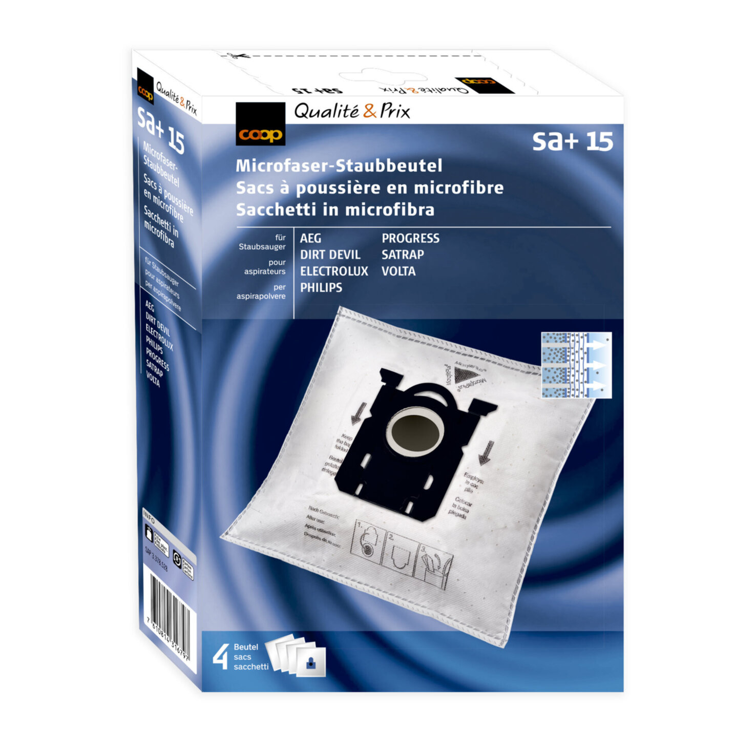 Staubsaugerbeutel Microfaser SA+15 4 Stück