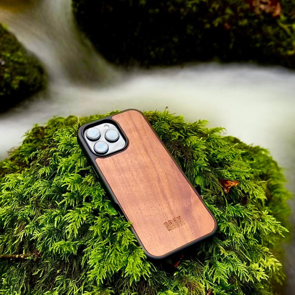 iPhone 15 Pro Holz Handy Hülle MagSafe Bumper Case - Walnuss