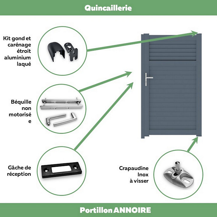 Portillon Jardimat battant aluminium Annoire gris anthracite - 100 x h.177 cm
