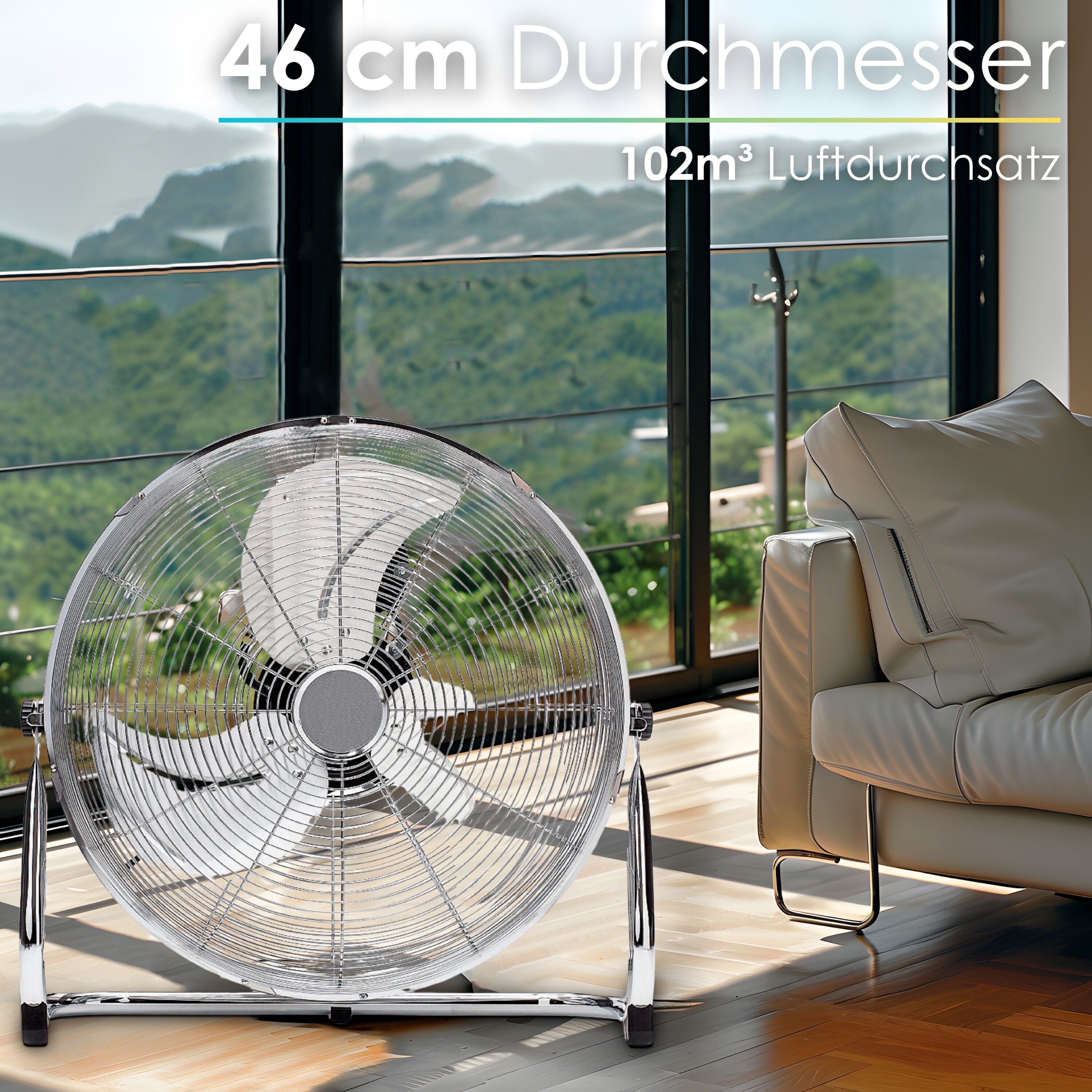 Echos Bodenventilator Ø45 cm Windmaschine Luftkühler Raumkühler 100W