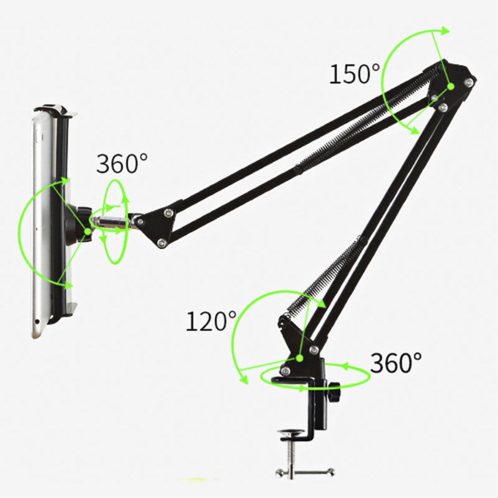 360° Grad Langarm Tisch Ständer Alu Desktop Halterung für Smartphones / Tablets mit Tischhalterung (3.5