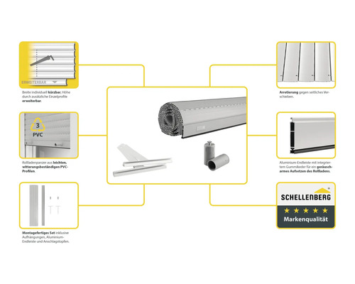 Schellenberg rolluik complete set Systeem Maxi B 900 x H 1100 mm grijs