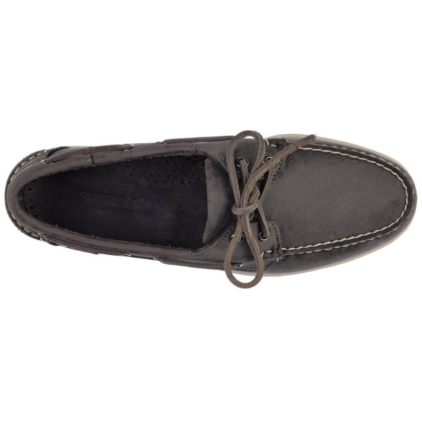 DOCKSIDES PORTLAND CRAZY DK Grey-Chaussures bateau pour homme en cuir Portland