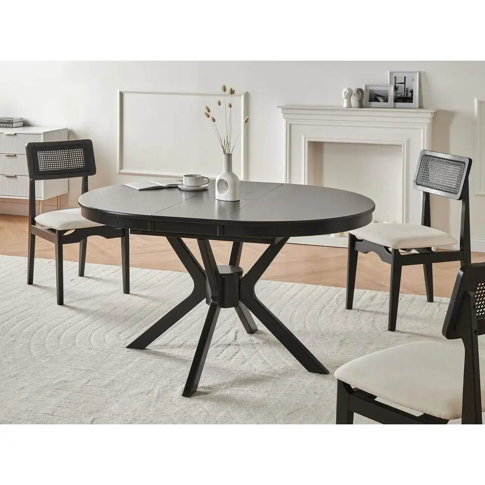 TYMIS - Eettafel - Zwart houtkleur - 110-130x110cm - MDF