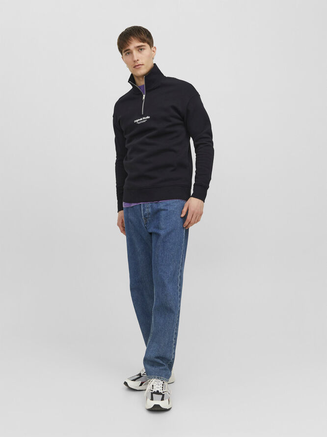 Jack & Jones JORVESTERBRO SWEAT QUARTER ZIP HN S Sort