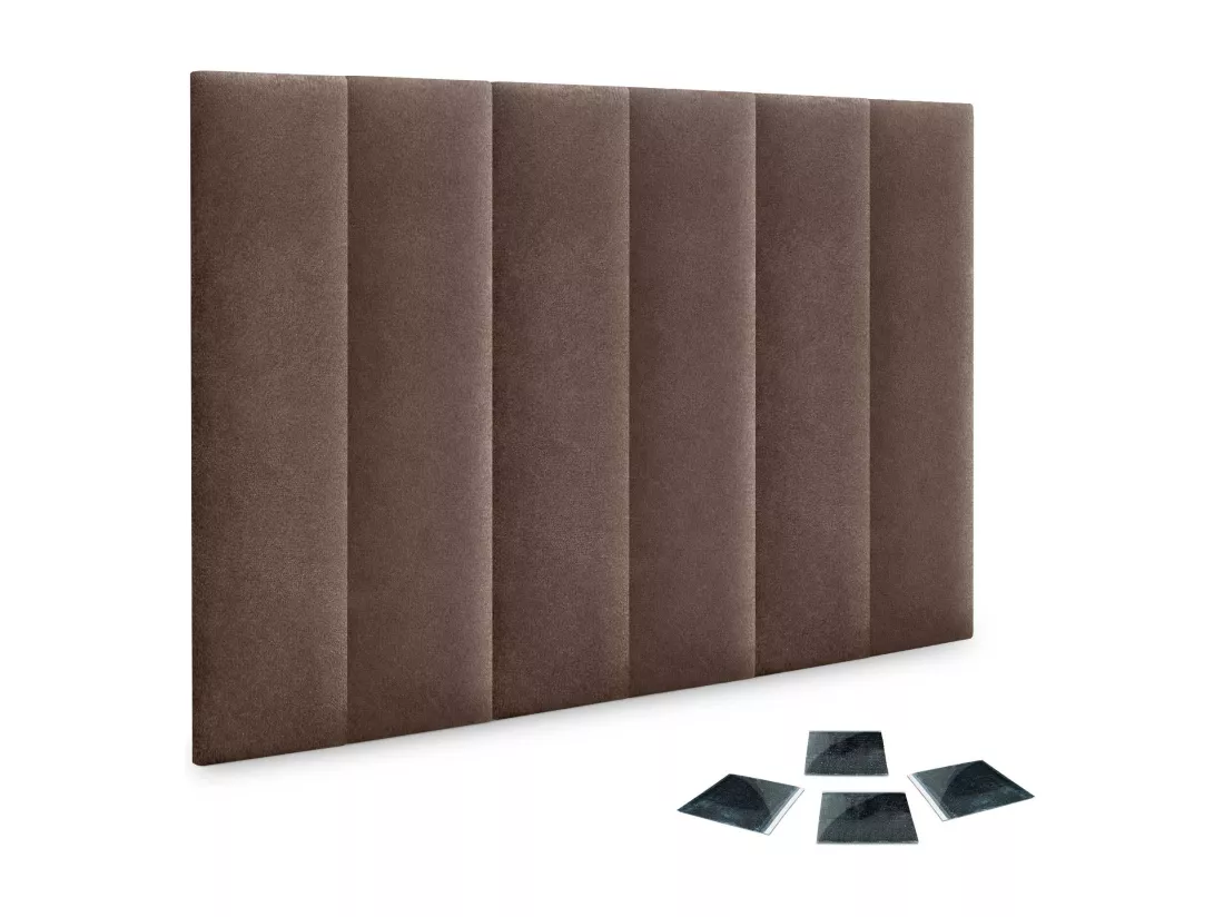 DHOME Lot de 6 Panneaux Rembourrés en Tissu Aqualine Autocollants pour Mur Acoustiques Absorbants Protection contre (Marron chocolat, 60x20cm,x6)