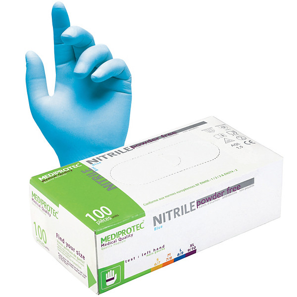 Gants jetables nitrile bleus non poudrés 1er prix taille 9, boîte de 100